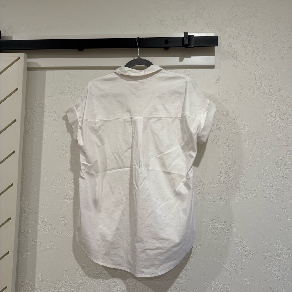 Philosophy White Casual Button Down Short Sleeve Shirt with pocket size small - Picture 2 of 3